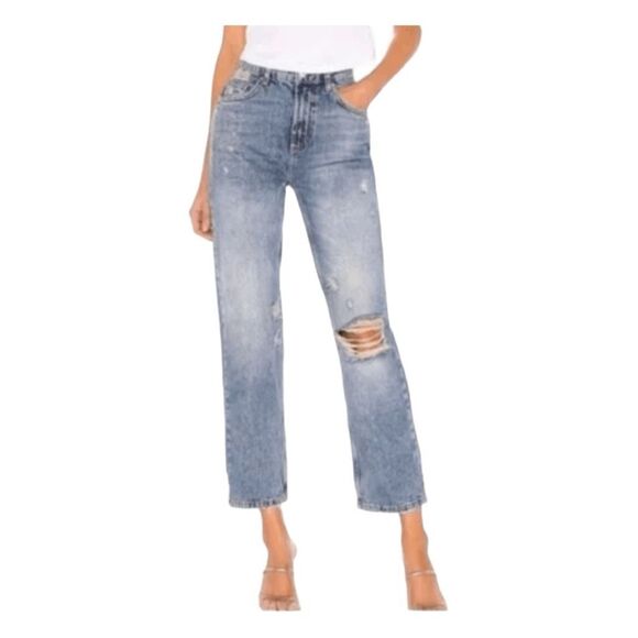 Free People We The Free Dakota Straight Leg Jeans Blue Medium Wash Denim 26 - Picture 1 of 8